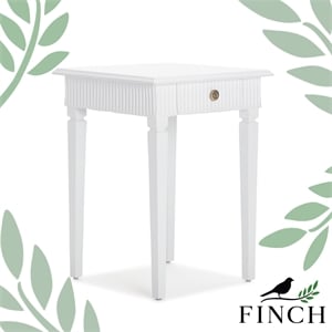 finch atwood side table with drawer white