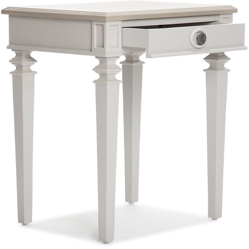 Finch Benson End Table Nightstand with Drawers Light Gray