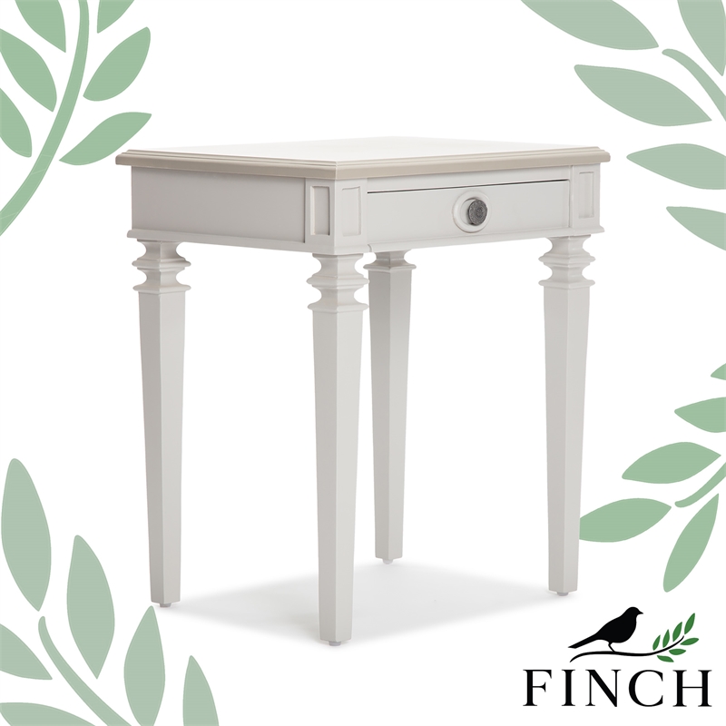 Finch Benson End Table Nightstand with Drawers Light Gray