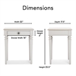 Finch Benson End Table Nightstand with Drawers Light Gray