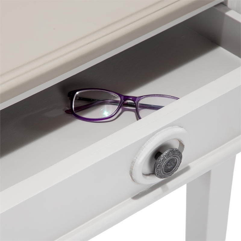 Finch Benson End Table Nightstand with Drawers Light Gray