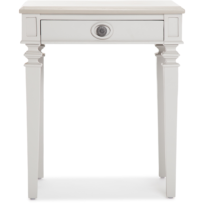 Finch Benson End Table Nightstand with Drawers Light Gray
