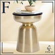 Finch Adler Metal Accent Side Table 16 Hourglass Shape Polished Black Matte Gold