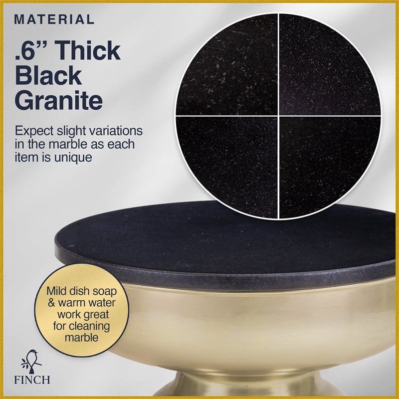 Finch Adler Metal Accent Side Table 16 Hourglass Shape Polished Black Matte Gold