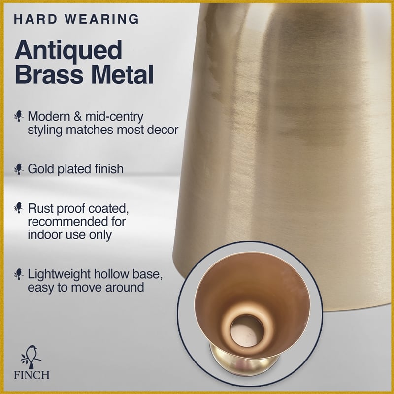 Finch Adler Metal Accent Side Table 16 Hourglass Shape Polished Black Matte Gold