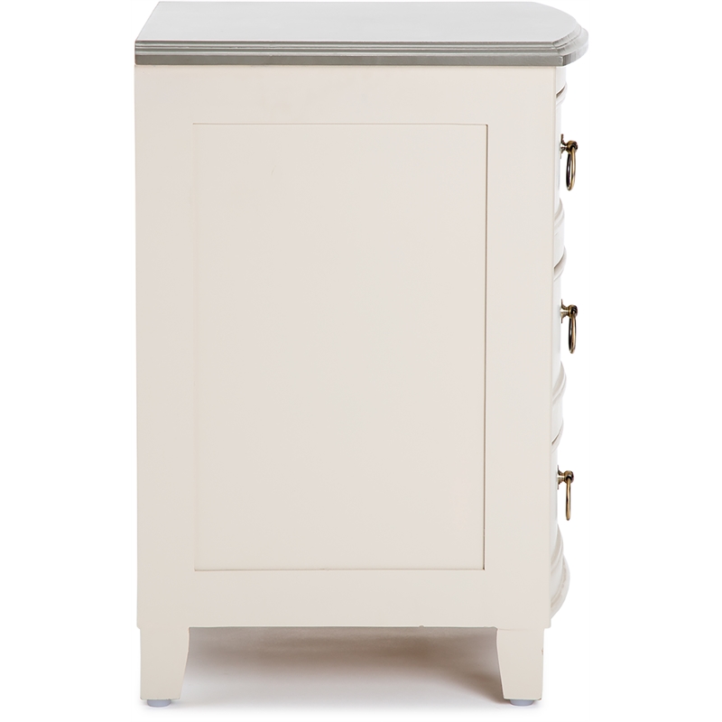 Finch Charleston End Table Nightstand with Drawers Cream White Gray