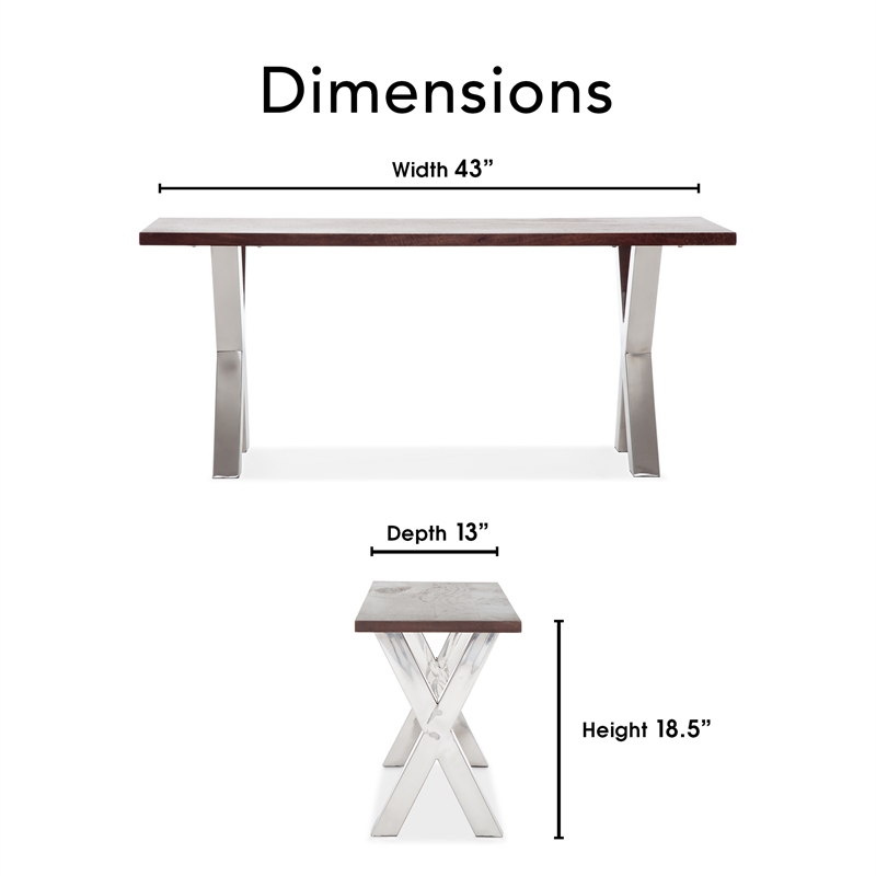 Finch Hamilton Wood and Metal Bench Dark Walnut Brown