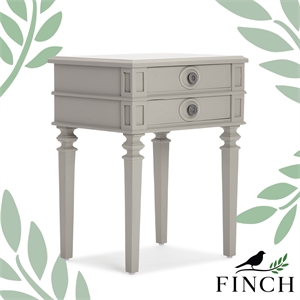 finch irving side table with two drawers gray
