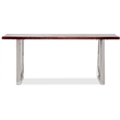 Finch Lionel Wood and Stainless Steel Metal Bench Dark Walnut Brown