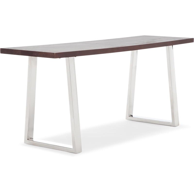 Finch Lionel Wood and Stainless Steel Metal Bench Dark Walnut Brown