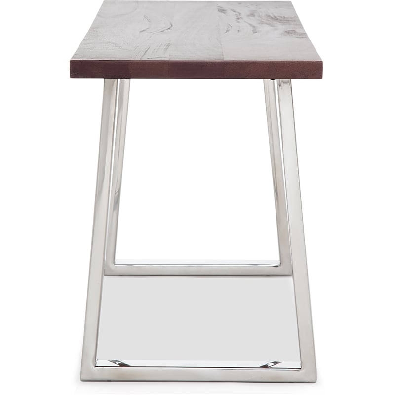 Finch Lionel Wood and Stainless Steel Metal Bench Dark Walnut Brown
