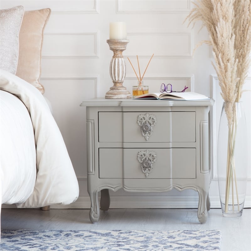 Finch Maslow Side Table with Two Drawers Gray