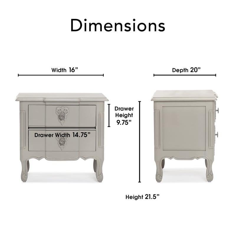 Finch Maslow Side Table with Two Drawers Gray