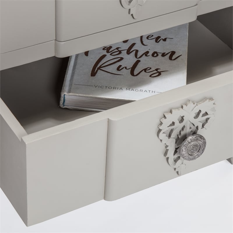 Finch Maslow Side Table with Two Drawers Gray