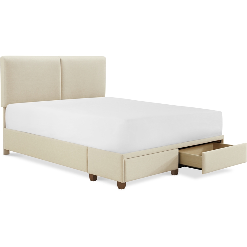 Finch Maxwell Storage Bed with Adjustable Height Headboard King Size Beige