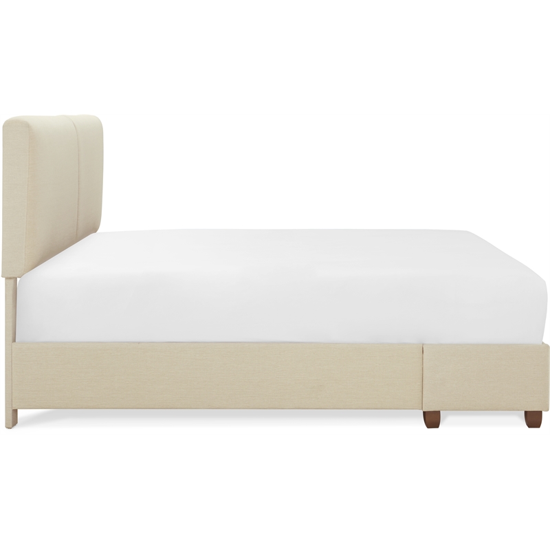 Finch Maxwell Storage Bed with Adjustable Height Headboard Queen Size Beige