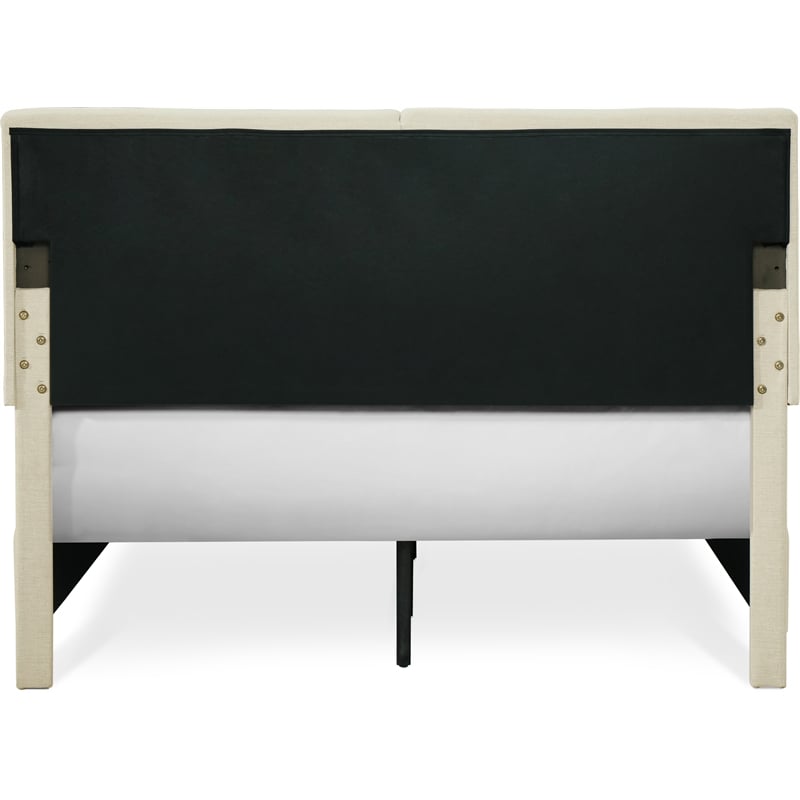 Finch Maxwell Storage Bed with Adjustable Height Headboard Queen Size Beige