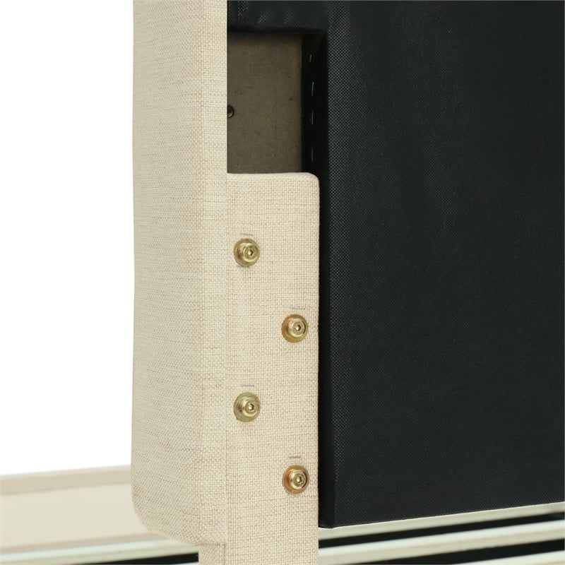 Finch Maxwell Storage Bed with Adjustable Height Headboard Queen Size Beige