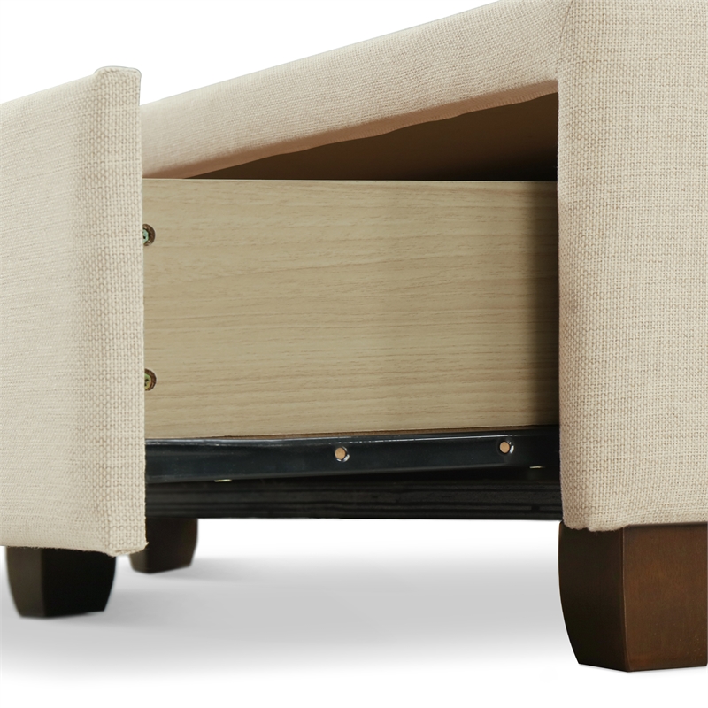 Finch Maxwell Storage Bed with Adjustable Height Headboard Queen Size Beige