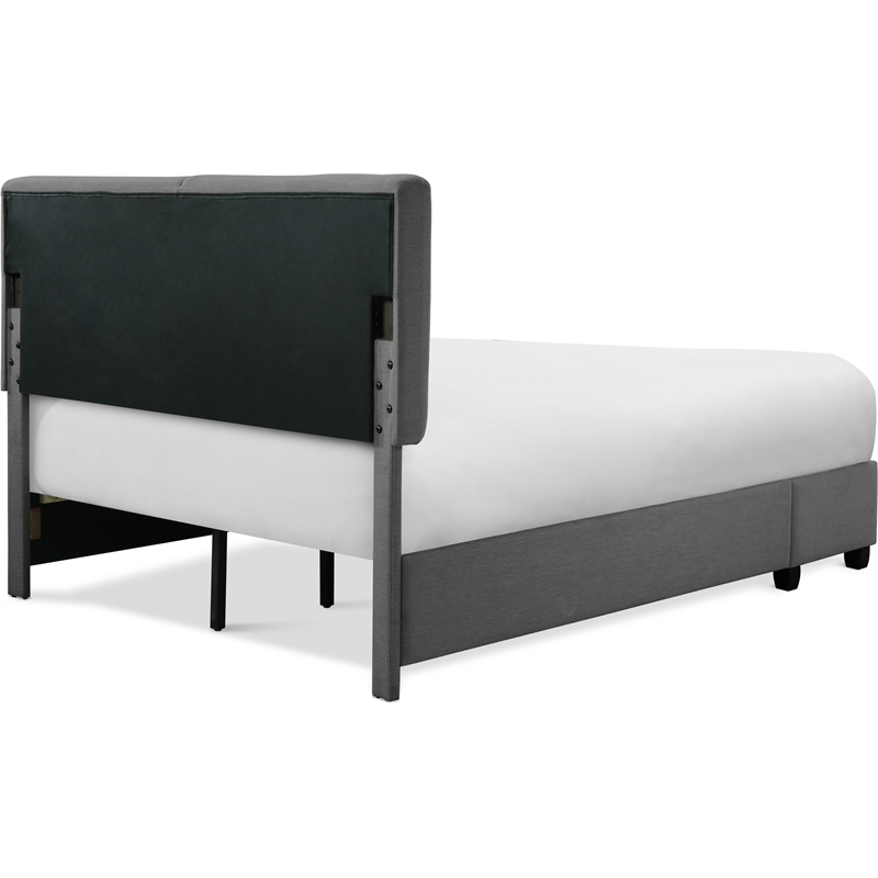 Finch Maxwell Storage Bed with Adjustable Height Headboard Queen Size Dark Gray