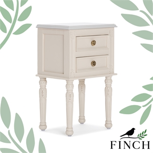finch richards side table with two drawers cream