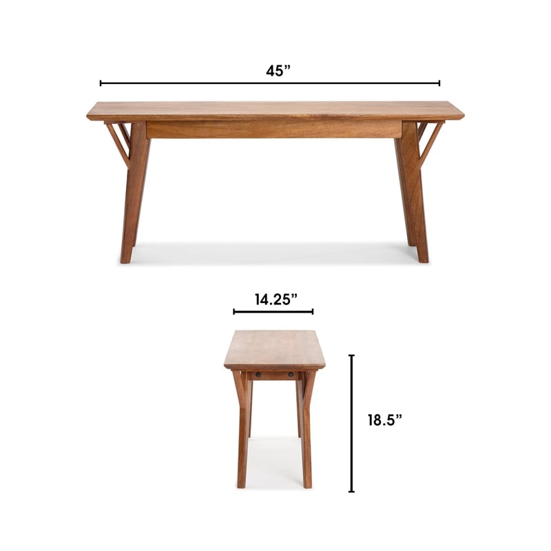 Finch Stratford Mid Century Entryway Bench Walnut Brown
