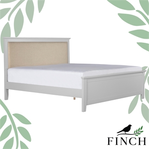 finch westport wood platform bed frame king size grey