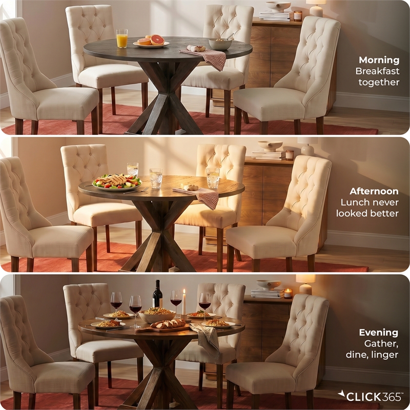 Finch Alfred Round Dining Table Rustic Brown