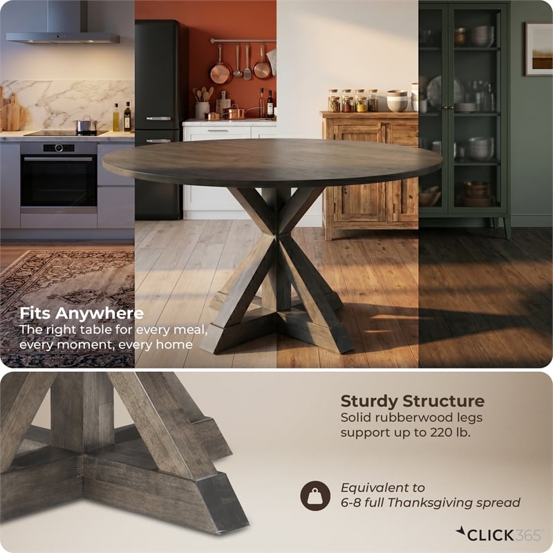 Finch Alfred Round Dining Table Rustic Brown