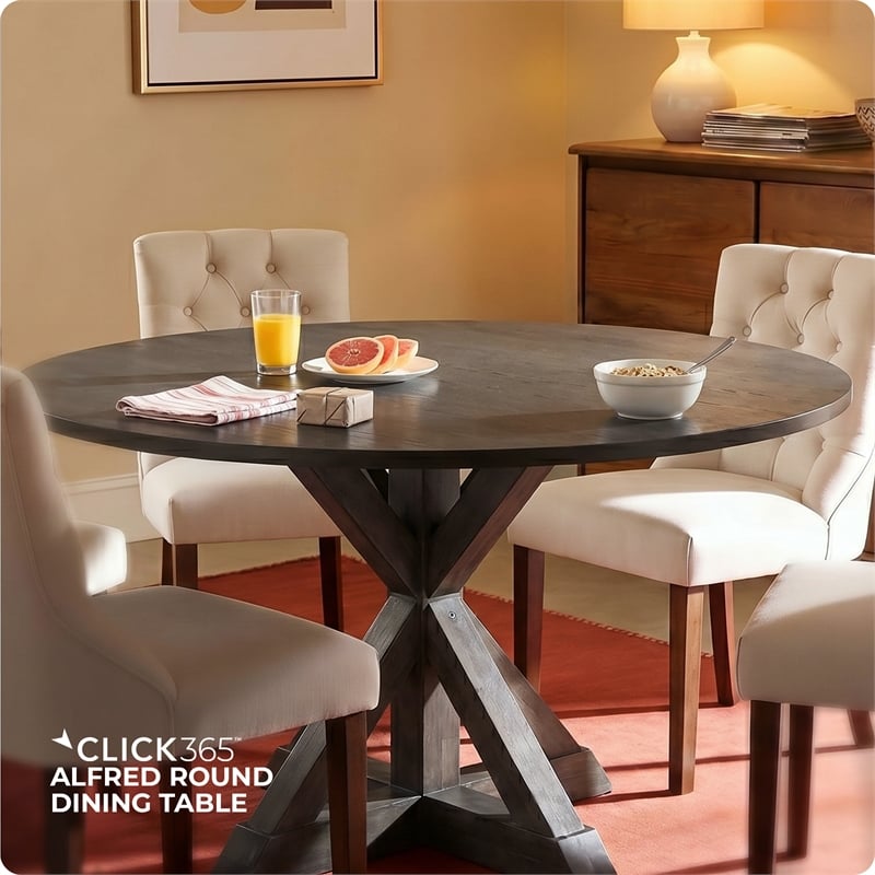Finch Alfred Round Dining Table Rustic Brown