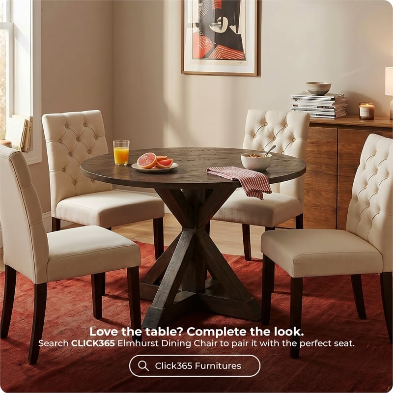 Finch Alfred Round Dining Table Rustic Brown