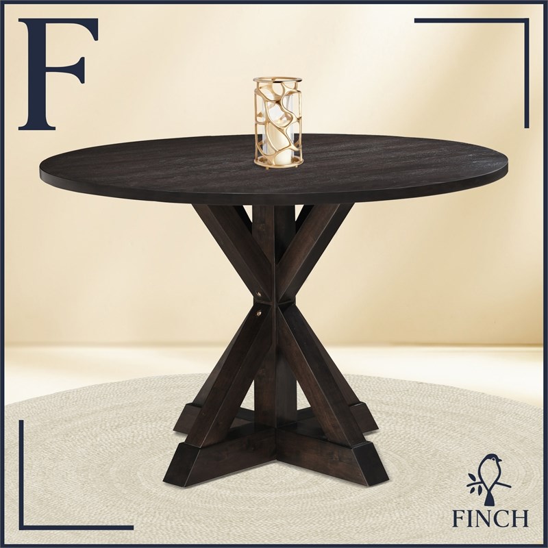 Finch Alfred Round Dining Table Rustic Dark Brown