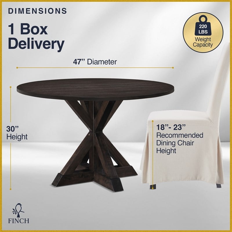 Finch Alfred Round Dining Table Rustic Dark Brown