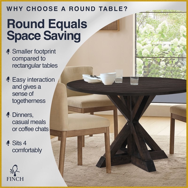 Finch Alfred Round Dining Table Rustic Dark Brown