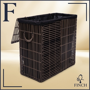 Finch Double Sturdy Laundry Hamper with Lid & Handles Basket Dark Brown