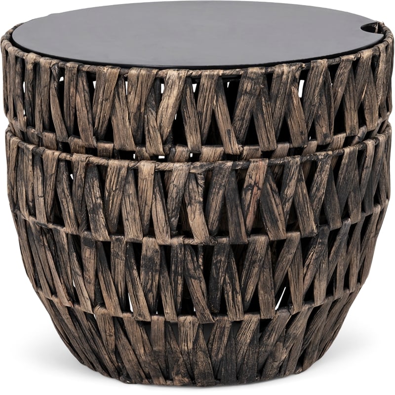 Finch Twysted Wicker Side Table with Removable Lid Hourglass Brown and Black