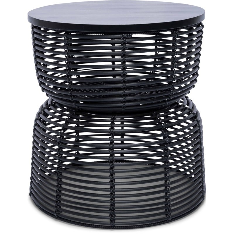 Finch Wyred Rattan Side Table with Removable Lid Hourglass Wicker Base Black