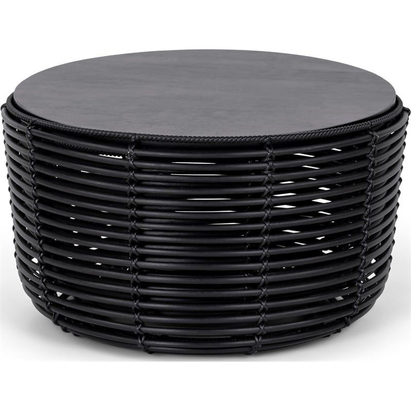 Finch Wyred Rattan Side Table with Removable Lid Hourglass Wicker Base Black