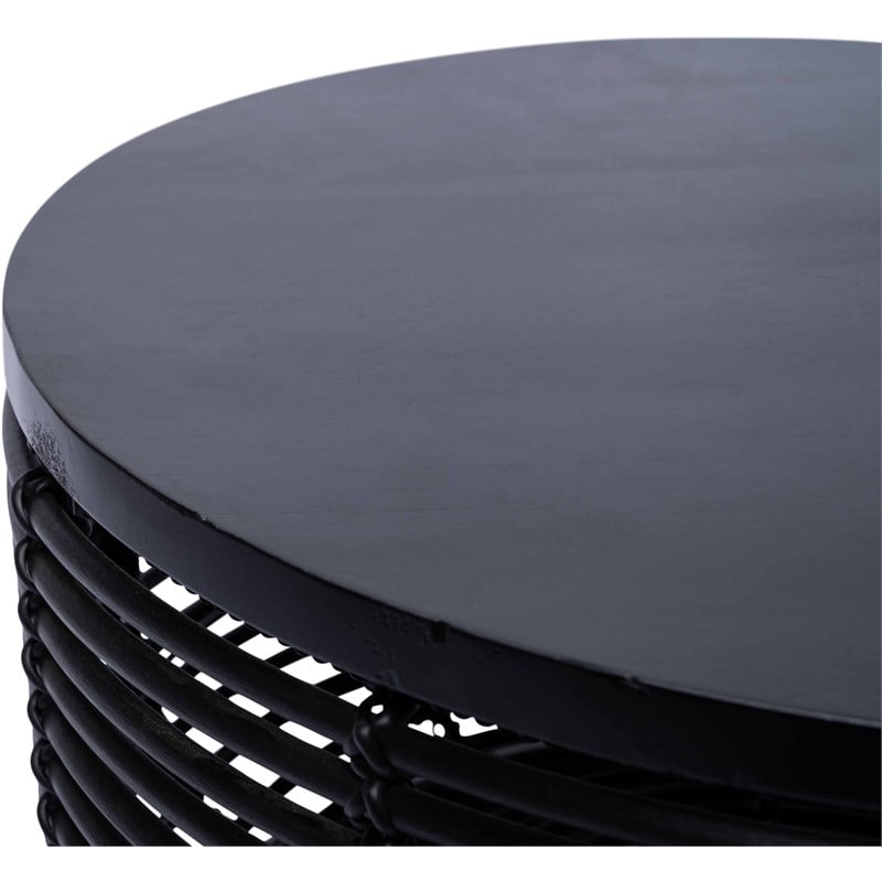 Finch Wyred Rattan Side Table with Removable Lid Hourglass Wicker Base Black