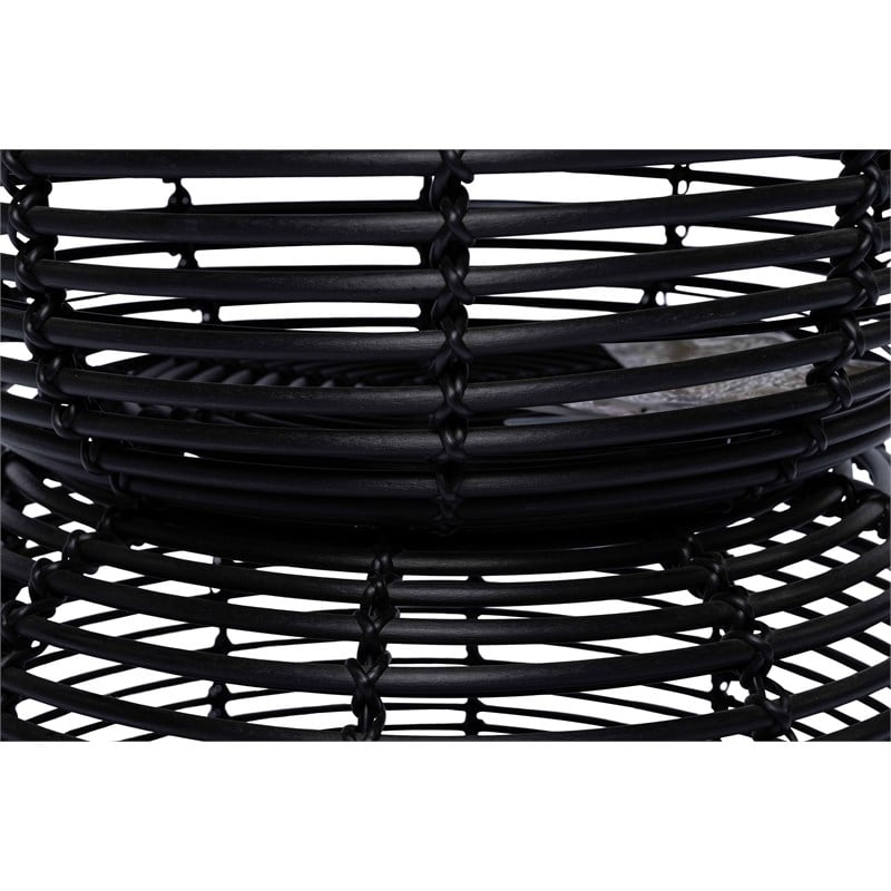Finch Wyred Rattan Side Table with Removable Lid Hourglass Wicker Base Black