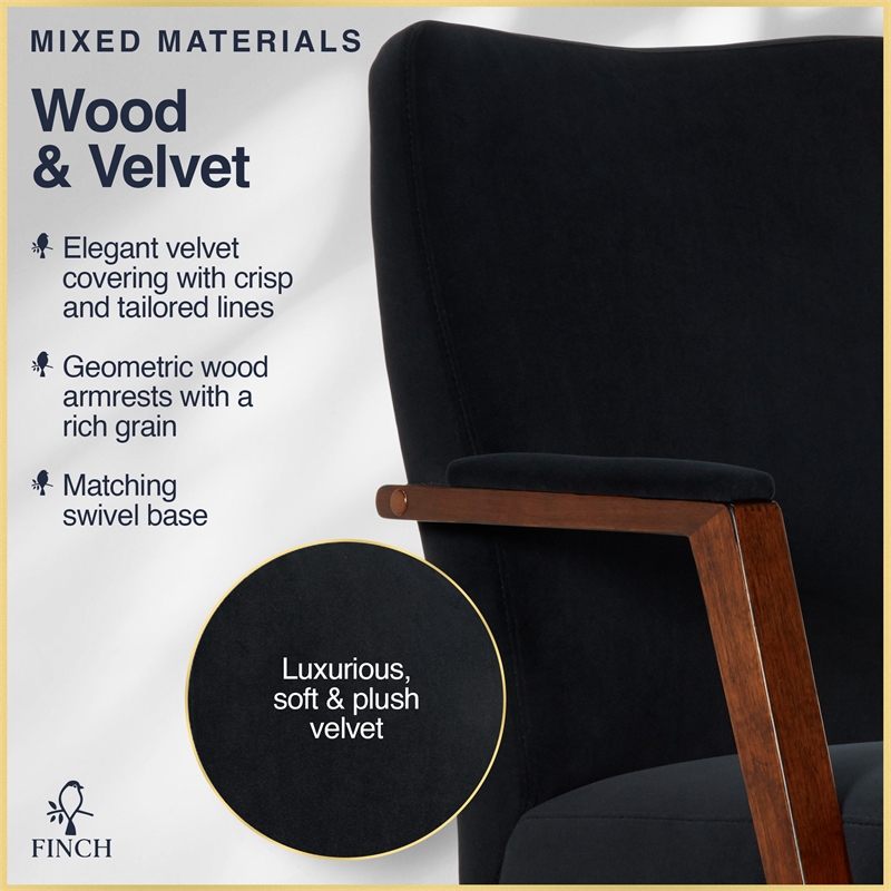 Finch Neo One Ergonomic Mid Back Office Chair in Soft Velvet Upholstery Black