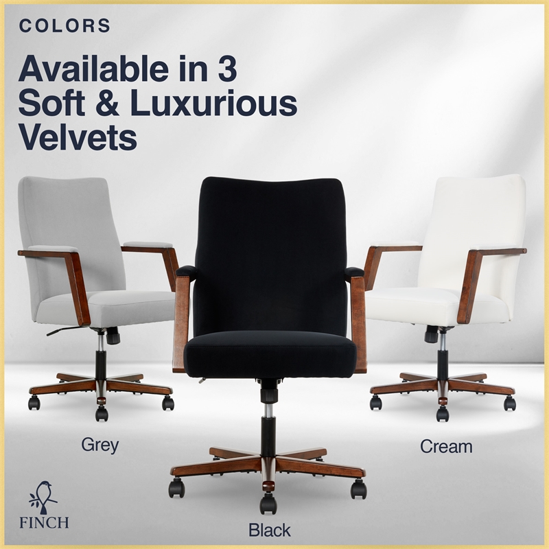 Finch Neo One Ergonomic Mid Back Office Chair in Soft Velvet Upholstery Black