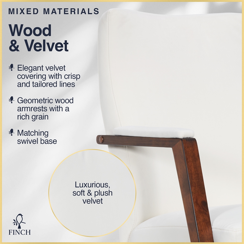 Finch Neo One Ergonomic Mid Back Office Chair in Soft Velvet Upholstery Cream