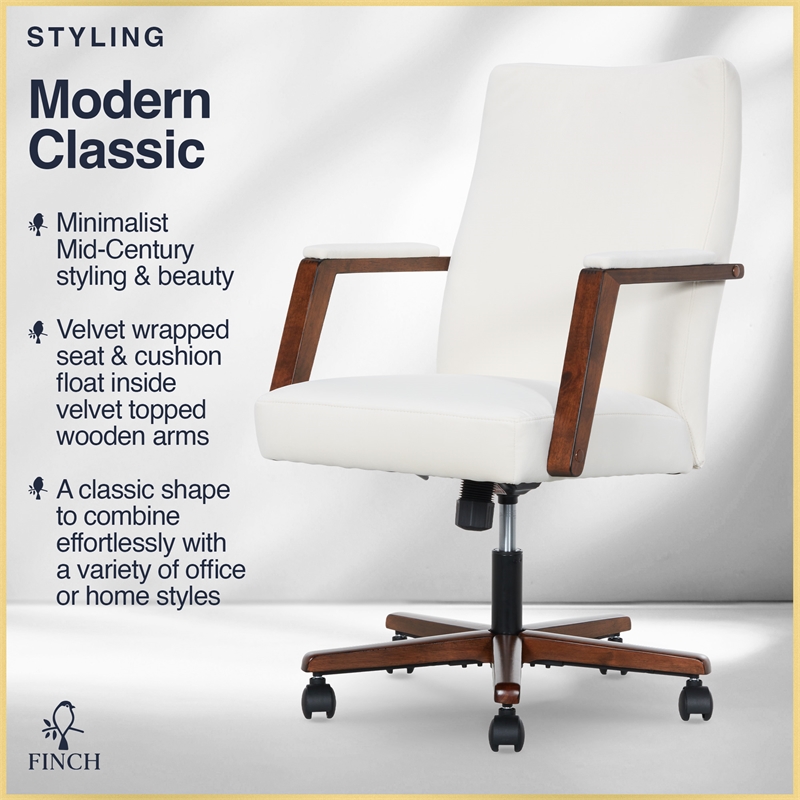 Finch Neo One Ergonomic Mid Back Office Chair in Soft Velvet Upholstery Cream