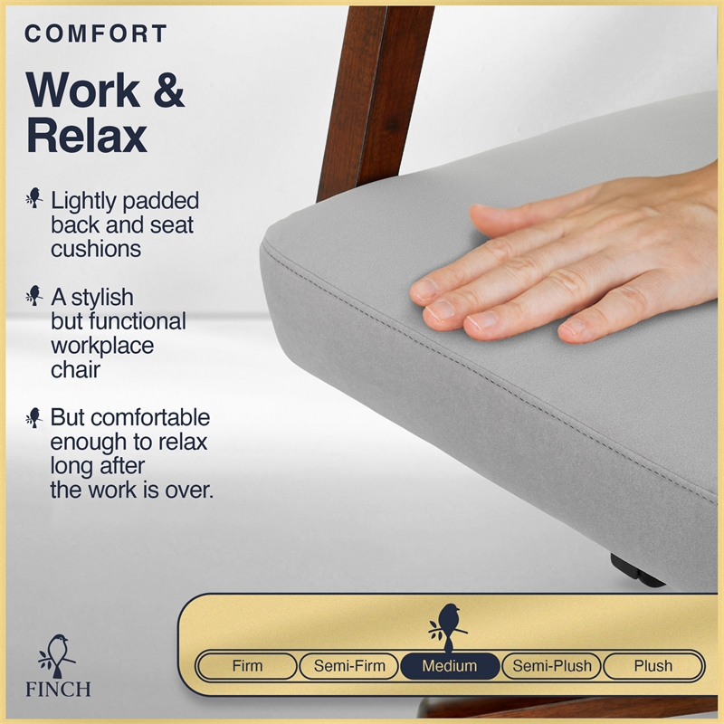 Finch Neo One Ergonomic Mid Back Office Chair in Soft Velvet Upholstery Gray