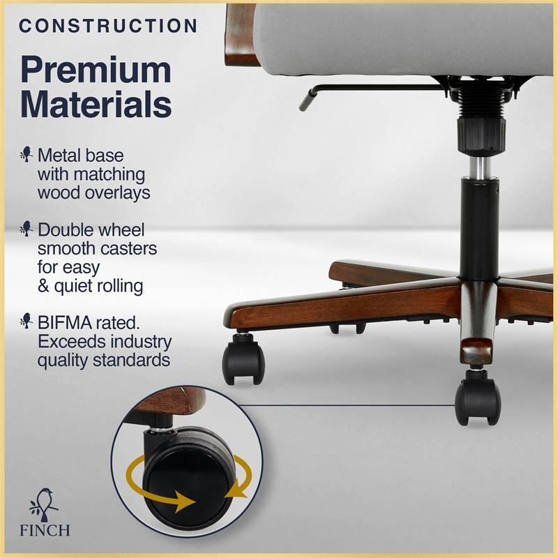 Finch Neo One Ergonomic Mid Back Office Chair in Soft Velvet Upholstery Gray