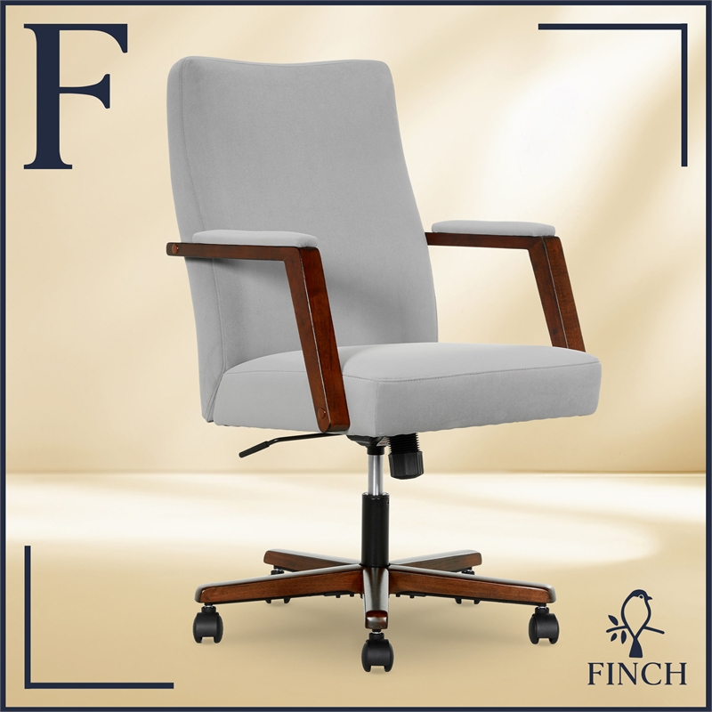 Finch Neo One Ergonomic Mid Back Office Chair in Soft Velvet Upholstery Gray