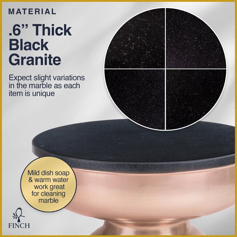 Finch Adler Metal Accent Side Table 16 Hourglass Shape Polished Black Rose Gold