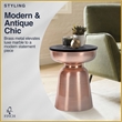 Finch Adler Metal Accent Side Table 16 Hourglass Shape Polished Black Rose Gold
