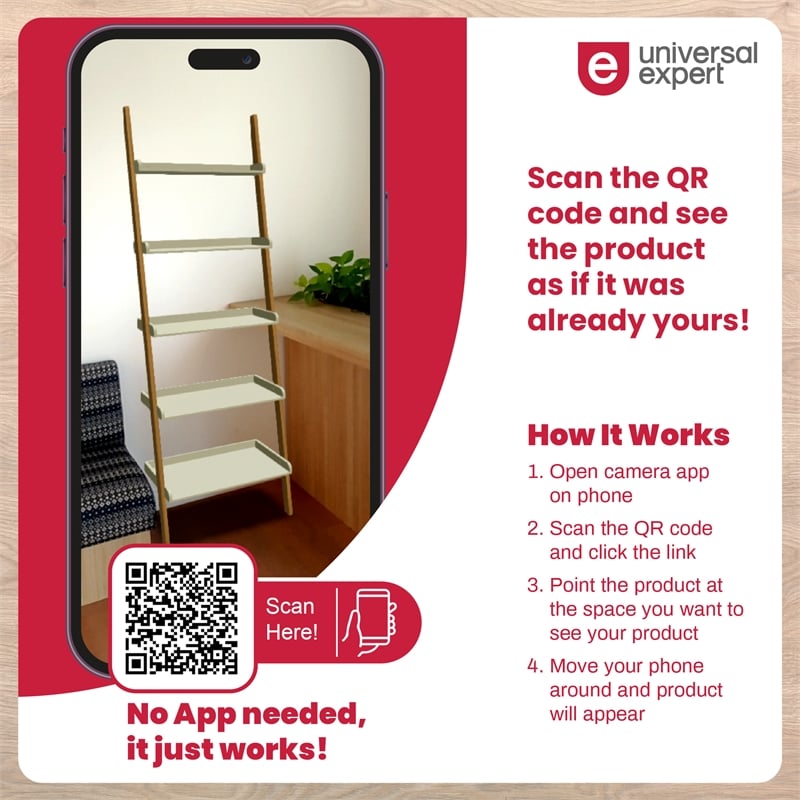 Universal Expert Remus Ladder Bookshelf Modern Oak and White